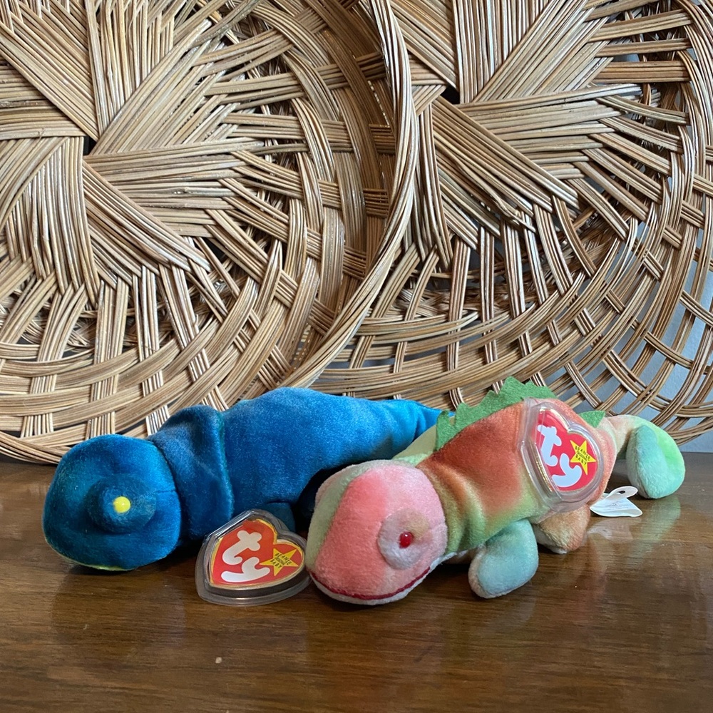 ♥️ RARE - Ty Rainbow & Iggy - vintage Beanie Babies from 1997